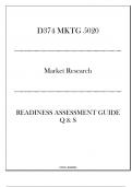 (WGU D374) MKTG 5020 Market Research - Readiness Assessment Guide Q & S 20242025