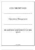 (WGU C215) MGMT 6020 Operations Management - Readiness Assessment Guide Q & S 20242025