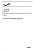 AQA AS GERMAN 7661/2R Paper 2 Writing Insert 2024