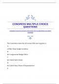 CONGRESS MULTIPLE CHOICE QUESTIONS WITH GUARANTEED ACCURATE ANSWERS