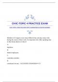 CIVIC-TOPIC 4 PRACTICE EXAM WITH GUARANTEED ACCURATE ANSWERS