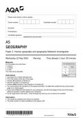 AQA Geography 7036 paper 2 question paper Geography AS 22May 2024