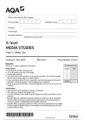 AQA Media Studies 7572 paper 2 question paper MediaStudies A 4June 2024