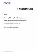 OCR GCSE Chemisty B Twenty First Century Science 2024 FINAL MARK SCHEME (J258-01) Breath in Chemistry ((Foundation Tier) (1)