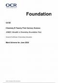 OCR GCSE Chemisty B Twenty First Century Science 2024 FINAL MARK SCHEME (J258-01) Breath in Chemistry ((Foundation Tier) (2)