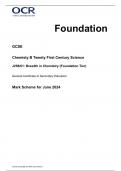 OCR GCSE Chemisty B Twenty First Century Science 2024 FINAL MARK SCHEME (J258-01) Breath in Chemistry ((Foundation Tier)