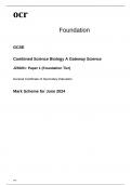 ocr GCSE Combined Science A (Gateway Science) Biology Foundation Tier AND Higher Tier Paper 1, Paper 2, Paper 7 AND Paper 8 COMBINED MARK SCHEME AND QUESTION PAPER FOR JUNE 2024 100% CORRECT. 