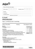 AQA Psychology 7182 paper 1 question paper Psychology A 17May 2024