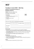 ocr GCSE Combined Science A (Gateway Science) Paper 10 J250/10 Chemistry (Higher Tier) QUESTION PAPER June 2024 