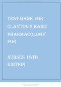 THE TEST BANK FOR CLAYTON'S BASIC PHARMACOLOGY FOR NURSES 18TH EDITION BY WILLIHNGANZ