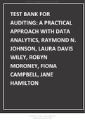 Test Bank for Auditing: A Practical Approach with Data Analytics, 1st Edition, Raymond N. Johnson, Laura Davis Wiley, Robyn Moroney, Fiona Campbell,