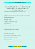 Standard Hospital Student Orientation &  HIPPA Certificate Questions & 100%  Correct Answers