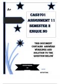 CAS3701 Assignment 11 (COMPLETE ANSWERS) 2024 - DUE 13 September 2024 ; 100% TRUSTED