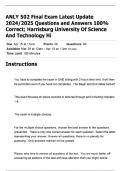 ANLY 502 Final Exam Latest Update 2024/2025 Questions and Answers 100% Correct; Harrisburg University Of Science And Technology Hi