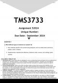 TMS3733 Assignment 5 (ANSWERS) 2024 - DISTINCTION GUARANTEED