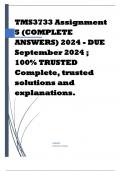 TMS3733 Assignment 5 (COMPLETE ANSWERS) 2024 - DUE September 2024 ; 100% TRUSTED Complete, trusted solutions and explanations.