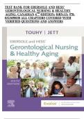 TEST BANK FOR EBERSOLE AND HESS' GERONTOLOGICAL NURSING & HEALTHY AGING, CANADIAN 6TH EDITION; ISBN:13; 9780323698030 ALL CHAPTERS COVERED WITH VERIFIED QUESTIONS AND ANSWERS 