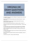 VIRGINIA HIC EXAM QUESTIONS AND ANSWERS