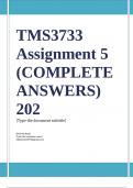 TMS3733 Assignment 5 (COMPLETE ANSWERS) 2024 - DUE September 2024 ; 100% TRUSTED Complete, trusted solutions and explanations. Ensure your success with us.. 