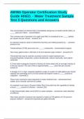 AWWA Operator Certification Study Guide 4thED. - Water Treatment Sample Test 3 Questions and Answers