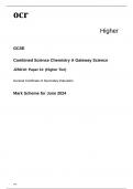 ocr GCSE Combined Science Chemistry A (Gateway Science) J250/10: Paper 10 (Higher Tier) MARK SCHEME for June 2024