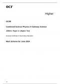 ocr GCSE Combined Science Physics A (Gateway Science) J250/11: Paper 11 (Higher Tier) MARK SCHEME for June 2024