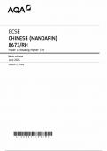  AQA GCSE CHINESE (MANDARIN) HIGHER TIER MARK SCHEME PAPER 3 2024 (8673/RH: Reading)