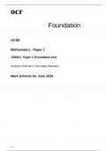 ocr GCSE Mathematics J560/01: Paper 1 (Foundation tier) MARK SCHEME for June 2024