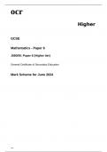 ocr GCSE Mathematics J560/06: Paper 6 (Higher tier) MARK SCHEME for June 2024