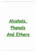 Alcohols, Phenols and Ethers