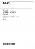 AQA A-level MODERN HEBREW 7672/3 Paper 3 Listening, reading and writing Mark scheme June 2024 Version: 1.0 Final