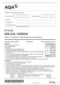 AQA A-level BIBLICAL HEBREW 7677/1  Paper 1 Translation, Comprehension and Composition  May 2024  Questions Paper