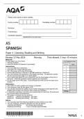 AQA AS SPANISH 7691/1 Paper 1 Listening, Reading and Writing May 2024 QP