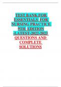 TEST BANK FOR ESSENTIALS  FOR NURSING PRACTICE 9TH  EDITION -LATEST-2022-2023 QUESTIONS AND COMPLETE SOLUTIONS 