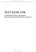 Test bank for Understanding Abnormal Behavior 10th Edition, Sue, Sue, Sue