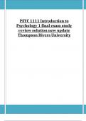 PSYC 1111 Introduction to Psychology 1 final exam study review solution new update Thompson Rivers University