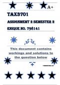 TAX3701 Assignment 2 (COMPLETE ANSWERS) Semester 2 2024 (798141) - DUE 13 September 2024 