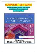 COMPLETE TEST BANK: Fundamentals of Nursing 10th Edition by Patricia A. Potter chapter 1-50 |complete guide a+