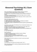 Abnormal Psychology ALL Exam Expected Questions and Answers 