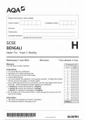 AQA GCSE BENGALI PAPER 3 HIGHER TIER 2024 (8673/RH: Reading)