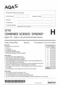 AQA GCSE COMBINED SCIENCE: SYNERGY Higher Tier Paper 1 Life and Environmental Sciences Friday 10 May 2024