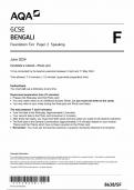 AQA GCSE BENGALI PAPER 2 FOUNDATION TIER 2024 (8638/SF: Speaking)