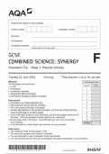 AQA GCSE COMBINED SCIENCE: SYNERGY Foundation Tier Paper 4 Physical Sciences Tuesday 11 June 2024