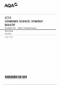 AQA GCSE COMBINED SCIENCE: SYNERGY 8465/3F Foundation Tier Paper 3 Physical Sciences Mark scheme June 2024 Version: 1.0 Final