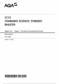 AQA GCSE COMBINED SCIENCE: SYNERGY 8465/2H Higher Tier Paper 2 Life and Environmental Sciences Mark scheme June 2024 Version: 1.0 Final