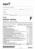 AQA GCSE MODERN HEBREW PAPER 1 FOUNDATION TIER 2024 (8678/LF: Listening)