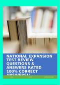 NATIONAL EXPANSION TEST REVIEW QUESTIONS & ANSWERS RATED 100% CORRECT ANSWERS!!