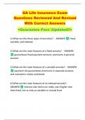 GA Life Insurance Exam  Questions Reviewed And Revised  With Correct Answers   <Guarantee Pass |Updated!!> 