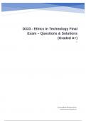 D333 - Ethics In Technology Final Exam – Questions & Solutions (Graded A+)