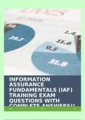 INFORMATION ASSURANCE FUNDAMENTALS (IAF) TRAINING EXAM QUESTIONS WITH COMPLETE ANSWERS!!